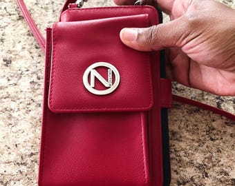 Excellent Pre-Owned NAUTICA NAVIGATOR Security RFID Protection Safety Wallet in Red / Small Crossbody Purse