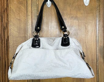 Rare Vintage Liz Claiborne Cream & Black Shoulder bag - See all pictures - HTF White / Black Early Y2k Era