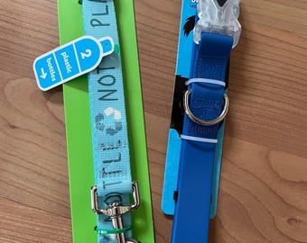 FUN! Waterproof LED Safety Dog Collar Large & 4 ft Lead Leash for Dogs 20-90 lbs. New modern vintage fashion and accessories!