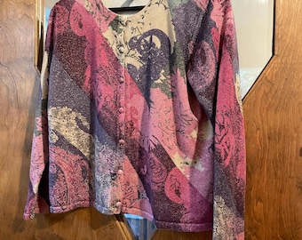 VINTAGE KORET Multicolor & Gold Weave Cardigan Sweater. Oh wow, is this pretty!