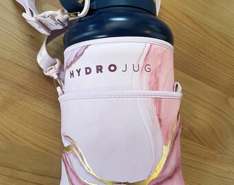 HYDROJUG Traveler LIMITED Collector Pink Gold Ribbons in 55 Sleeve & Carry Strap. Modern Vintage Fashion Accessories - COLLECTIBLE!