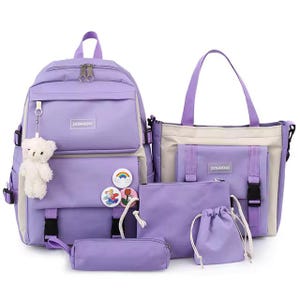 Mochila impermeável elegante de 5 unidades com alças ajustáveis - escola de grande capacidade e bolsa de viagem
