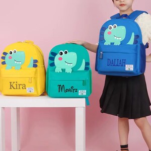 Sac à dos personnalisé dinosaure pour enfants avec nom brodé personnalisé