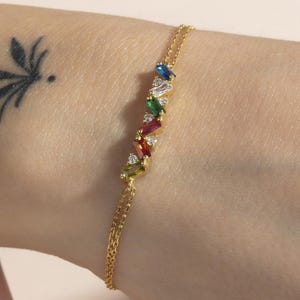 Mother&#39;s Day Gifts, Custom Baguette Birthstone Bracelet, Family Birthstone Bracelet For Mothers,  Personalized Jewelry, Gift For Grandmother