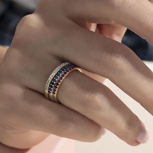 Muttertagsgeschenke, Halbe Ewigkeit Stapelbare Birthstone Ringe, Geschenk für neue Mütter, Benutzerdefinierter Infinity Birthstone Ring, Stapeln Edelsteinringe