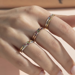 Mother&#39;s Day Gifts, Custom Made Birthstone Ring For Mothers, 14K Gold Family Birthstone Ring, Stackable Gemstone Rings, Personalized Jewelry