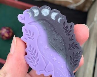 Pastilhas de cera Moon Raven | Pastilhas de cera de soja com aroma de âmbar, framboesa e patchouli | Pastilhas de cera góticas e bruxólicas | Conjunto com 3