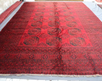 11x14 Large Vintage Turkmen Tekke Ersari Rug, Afghan Hand Knotted Traditional Rug, 330x430 cm Tribal Antique Rug, Bedroom, Living Room Rugs
