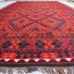 9x16 Vintage Oversized 1920 Antique Rug/ Palace Size Living Room Rug/ Geometric Rug/ Handmade Flatweave Kilim Rug/ Oriental Rug/ Bedroom Rug