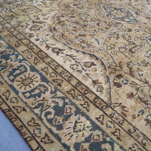 Alfombra beige de 1,93 m x 2,93 m, hecha a mano, de lana pura con diseño de cachemira. Hogar y vida. Alfombra única. Color neutro. Diseño Serapi. imagen 11