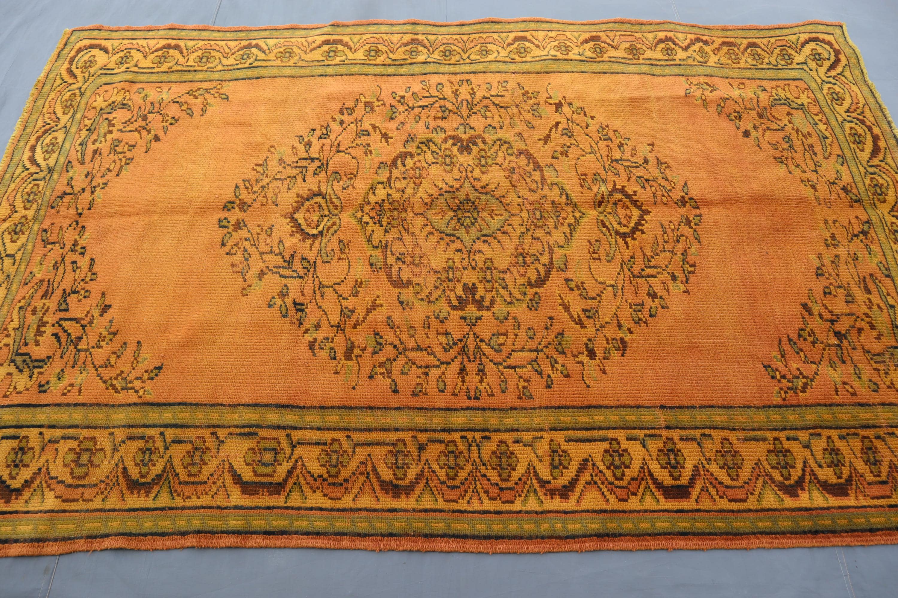 1950s Antique Terracotta Afghan Tribal Rug 5x8 Ft Turkmen Caucasian ...
