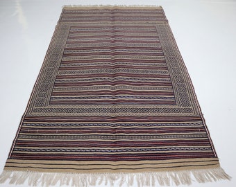 Alfombra Kilim antigua de 3x5 pies / Alfombra de lana hecha a mano roja beige / Alfombra Somak Kilim / Alfombra oriental / Alfombra genuina auténtica / Alfombra Kilim 3x5 / Alfombra única en su tipo