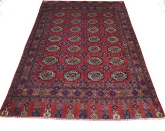 Alfombra Bujará vintage marrón claro de 173 x 244 cm (5'8" x 8'0"), alfombra afgana terracota hecha a mano, alfombra turcomana oriental, alfombra tribal, alfombra para dormitorio, alfombra bohemia.