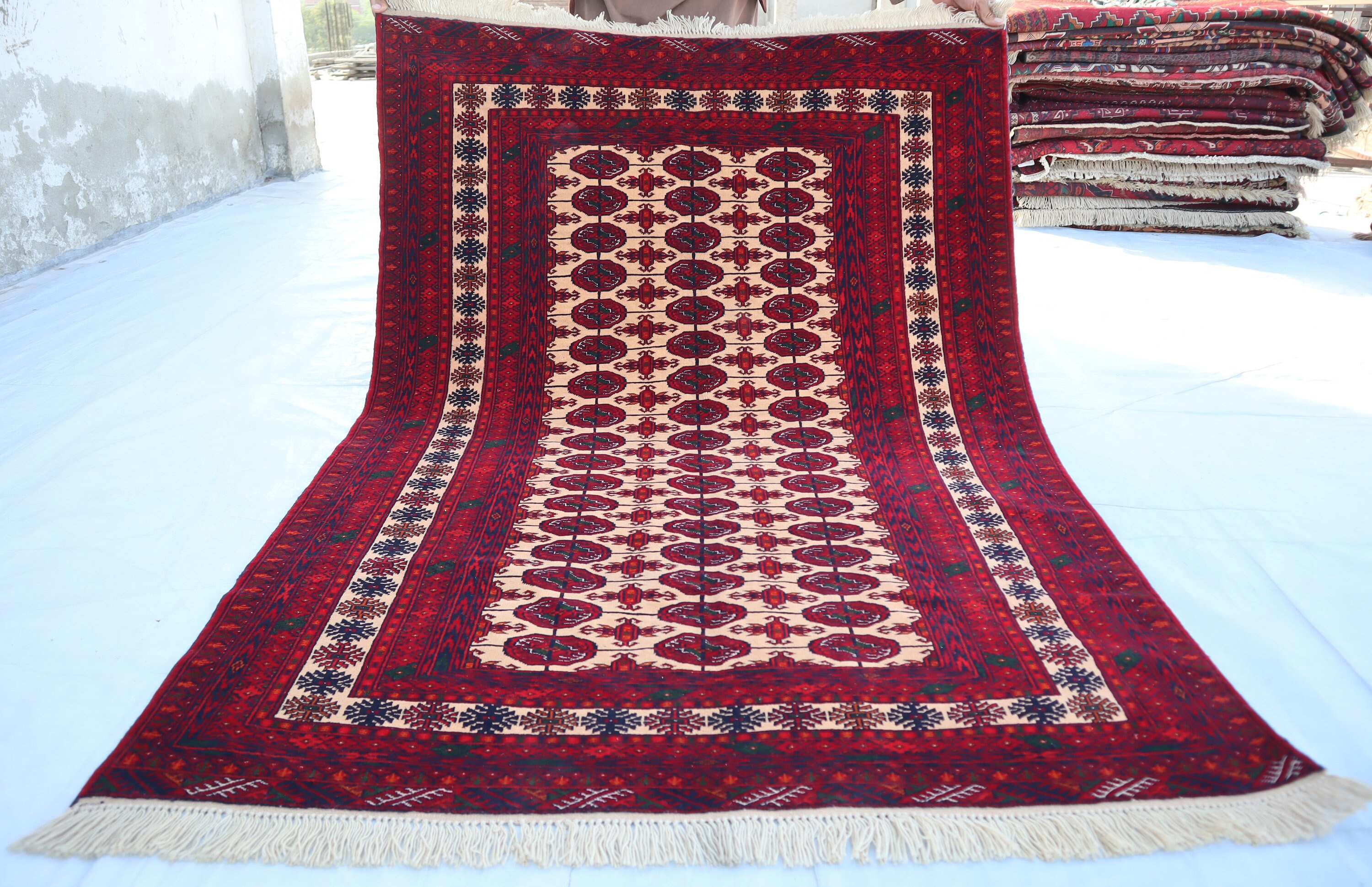 4 x 6フィート アフガニスタン ヴィンテージ エルサリ ラグ