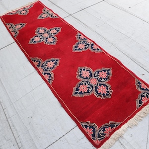 アフガニスタンデザインラグ テラコッタランナーラグ 4'5x9'3フィート、アフガニスタン製