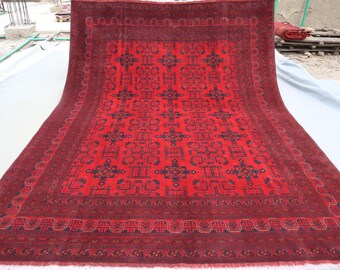 Large Area Rug 8x11 ft, Afghan Tribal Custom Size Rug, Turkman Oriental Rug, Living Room Rug, Rug For Kitchen 6x8, 7x10 Rugs, 10x13 Area Rug
