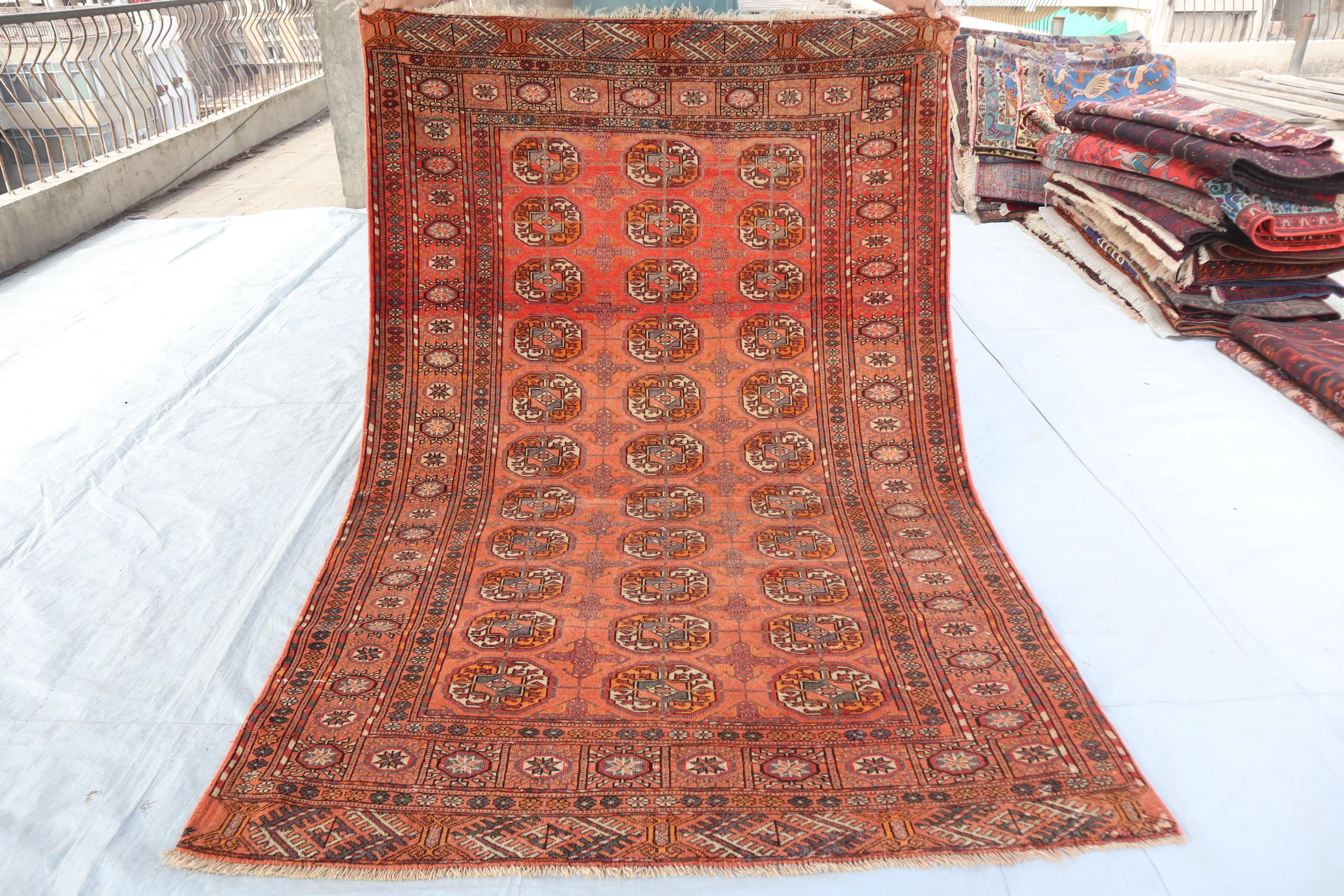 4'8x7'3 ft アフガニスタンアンティークトライバルラグ - 1950年代