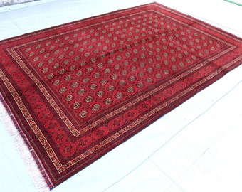 アフガニスタン トライバル エルサリ ラグ 6'5x9'5 ft ヴィンテージ