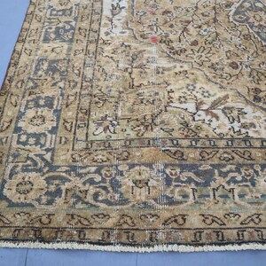 Alfombra beige de 1,93 m x 2,93 m, hecha a mano, de lana pura con diseño de cachemira. Hogar y vida. Alfombra única. Color neutro. Diseño Serapi. imagen 7