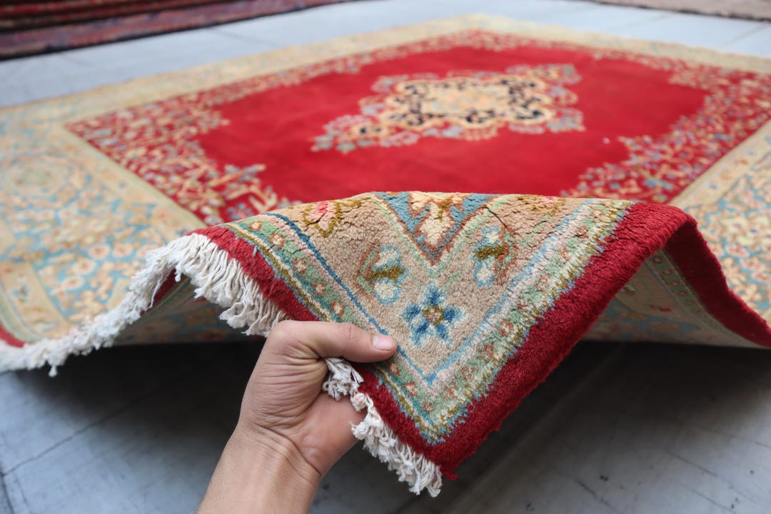 8x10 Vintage Rug, Red Blue Bidjar Area Rug, Hand Knotted Veg Dyes Wool ...