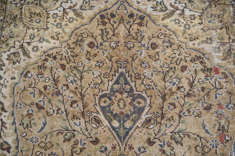 Alfombra beige de 1,93 m x 2,93 m, hecha a mano, de lana pura con diseño de cachemira. Hogar y vida. Alfombra única. Color neutro. Diseño Serapi. imagen 13