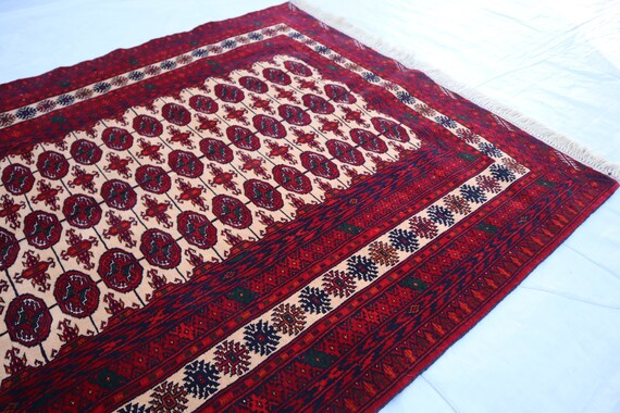 4 x 6フィート アフガニスタン ヴィンテージ エルサリ ラグ