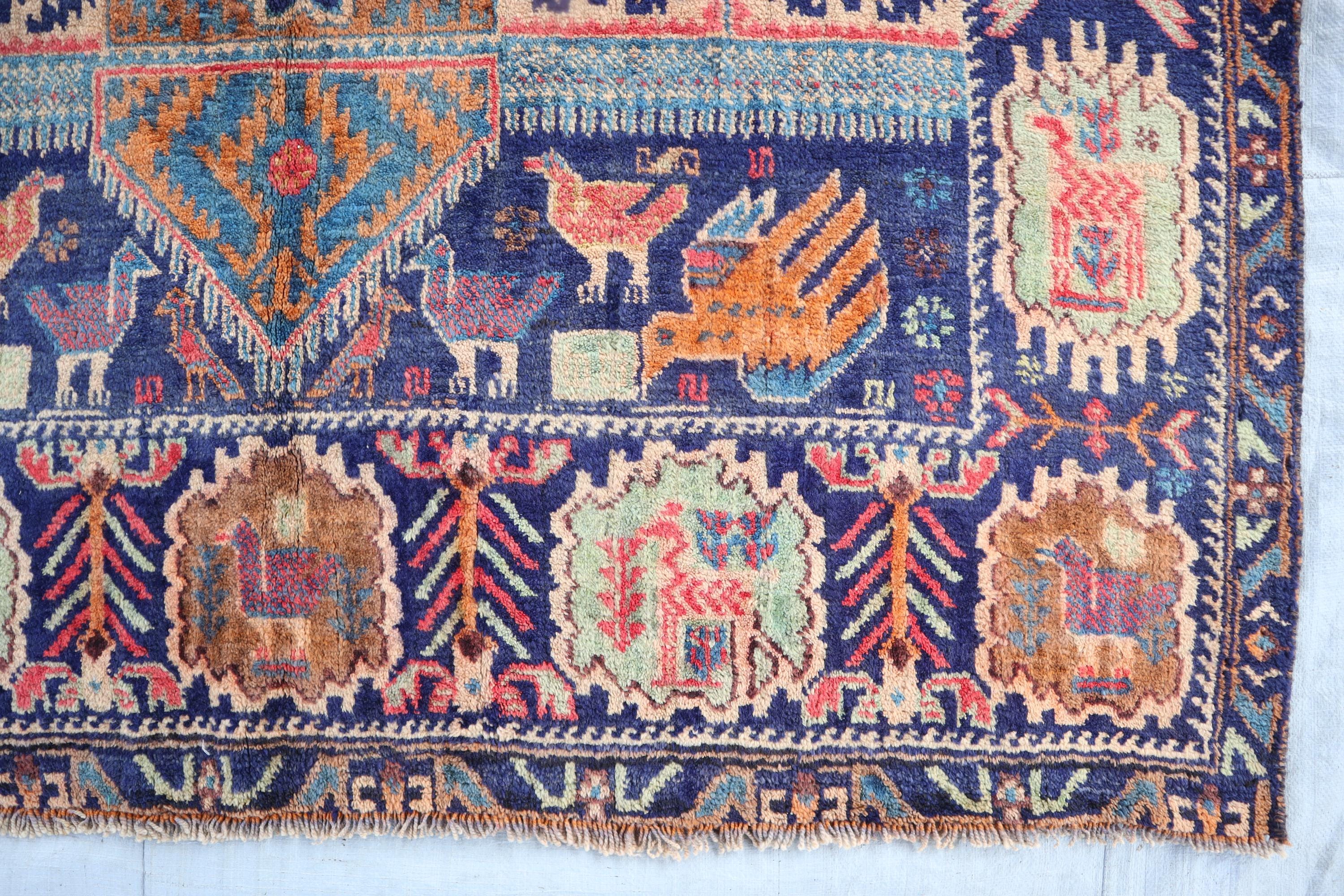 セミアンティークの絵画的ラグ 4'5x8'0 フィート アフガニスタンの