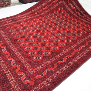 7x9 ft Afghan Fine Bukhara Rug/ Hand Knotted Soft Wool Rug/ Turkmen Tribal Rug/ Oriental Wool Rug/ Bedroom Rug/ Office rug/ Living Room Rug