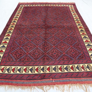 Collectors Piece Rug 6&#39;5x9&#39;3 ft Large Vintage Turkmen Baluchi Rug, Handmade Wool Antique Rug, Turkmen Tribal Rug, Oriental Rug, Bedroom Rugs