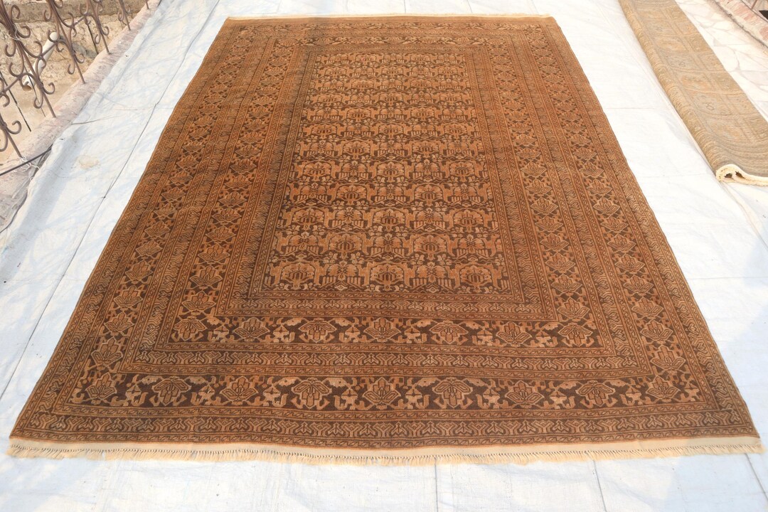 1970s Antique Tribal Faded Rug 6'7x8'10 Ft Terracotta Rust Gray Vintage ...
