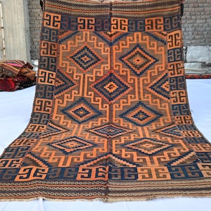 Alfombra Sumak antigua de 160 x 280 cm, alfombra de lana tejida a mano vintage descolorida, alfombra tribal afgana desgastada, alfombra oriental, alfombra para dormitorio, alfombra para cocina.