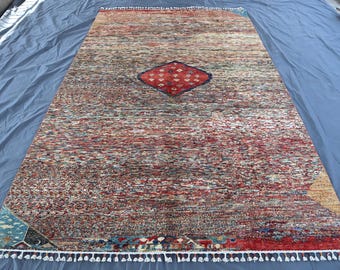 7x10 Stripped Design Rug- Multi Colored Gabbeh Rug- Afghan Vege Dyes Wool Handmade Rug- Fine Quality Modern Design Area Rug- Living Room Rug