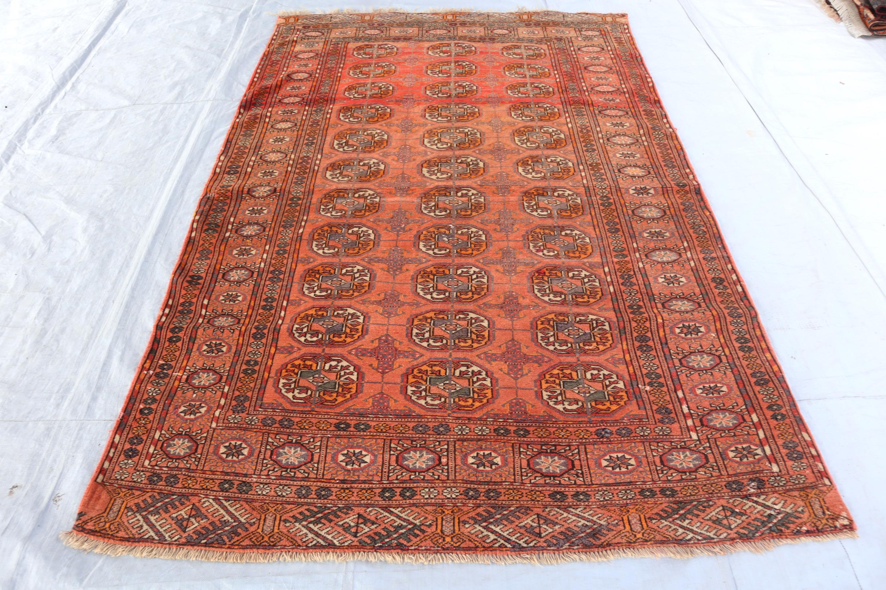 4'8x7'3 ft アフガニスタンアンティークトライバルラグ - 1950年代