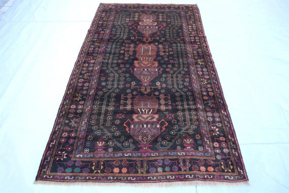 ラグ・カーペット Baluch rug#3 3x4 Ft 1980s Vintage Baluch Rug - Afghan Hand Knotted Wool