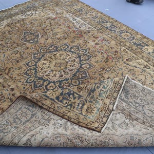 Alfombra beige de 1,93 m x 2,93 m, hecha a mano, de lana pura con diseño de cachemira. Hogar y vida. Alfombra única. Color neutro. Diseño Serapi. imagen 15