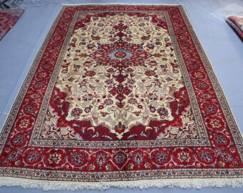Alfombra caucásica antigua de los años 50, 2,1 x 3 m, afgana, hecha a mano, de lana suave, con aspecto desgastado y descolorido, ideal para dormitorio, estilo rústico o sala de estar.