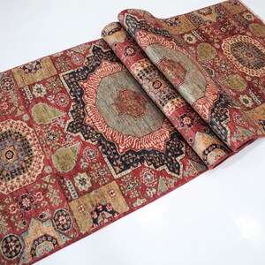 10 ft Fine Quality Mamluk Runner Rug, Afghan Handmade Wool Runner Carpet, Hallway runner Rug, Kitchen runner, Turkish Red Hereke Carpet 3x10