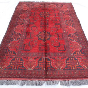 Afghan Oriental Rug 3&#39;5x5&#39;0 ft Turkmen Khal Mohammedi Rug, Tribal Rug, Vintage Rug, Bedroom Rug Office Kitchen Rug Doormat Carpet, Entry Rug