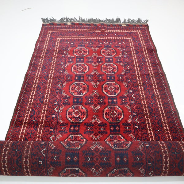 3x10 Ethnic Antique Runner Rug, Afghan Handmade Vintage Bokhara Hallway Rug, Oriental Turkmen Tribal Rug, Entryway Rug, Kitchen Runner 3x10