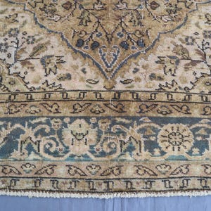 Alfombra beige de 1,93 m x 2,93 m, hecha a mano, de lana pura con diseño de cachemira. Hogar y vida. Alfombra única. Color neutro. Diseño Serapi. imagen 4