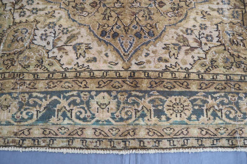Alfombra beige de 1,93 m x 2,93 m, hecha a mano, de lana pura con diseño de cachemira. Hogar y vida. Alfombra única. Color neutro. Diseño Serapi. imagen 4