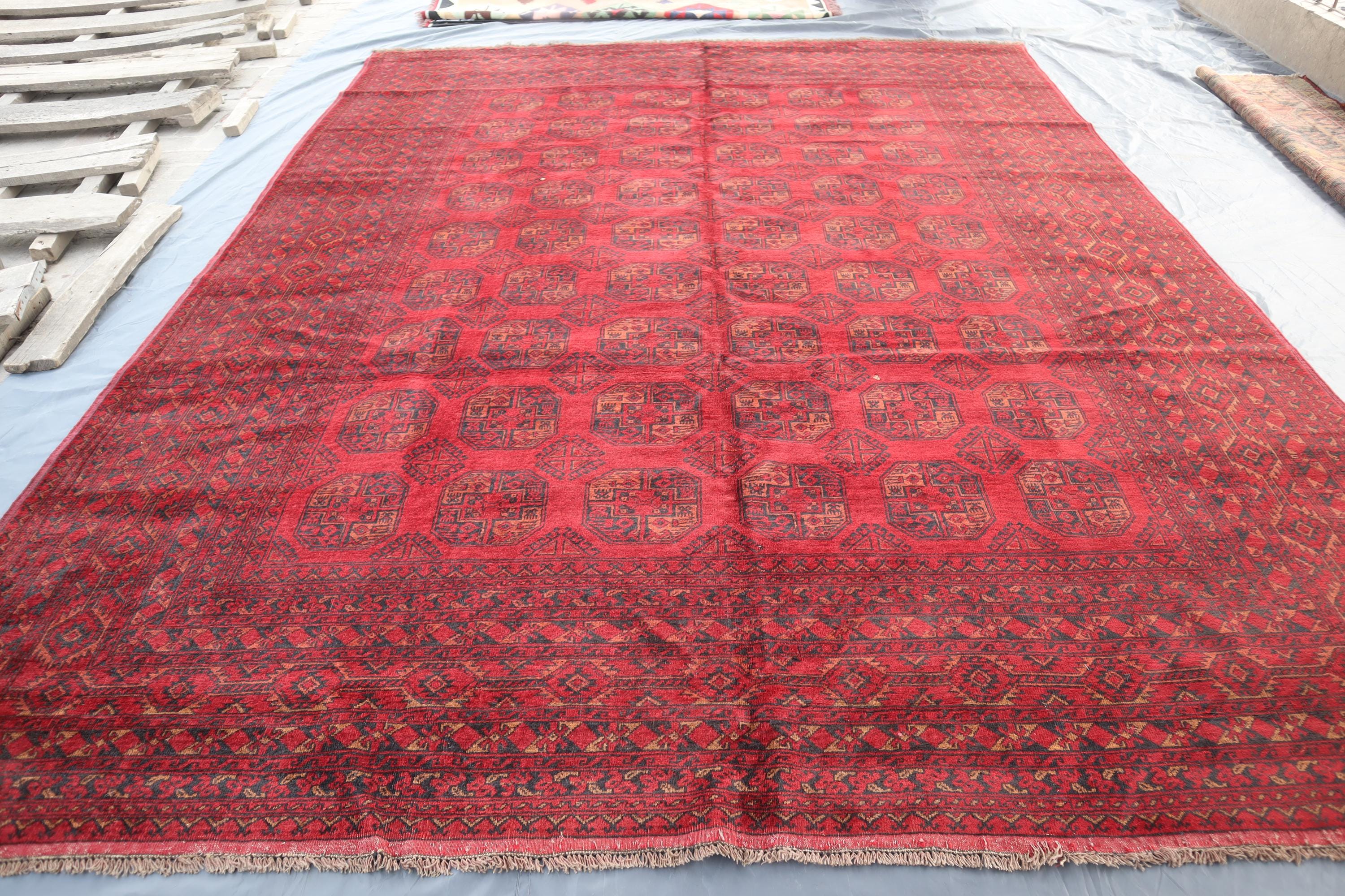 9'10x12'8 ft Turkmen Tekke Bokhara Rug/ Handmade Wool Fine Oriental Afghan Rug/ Bedroom Area Rug/ Dining Room Rug/ Living room Office Carpet
