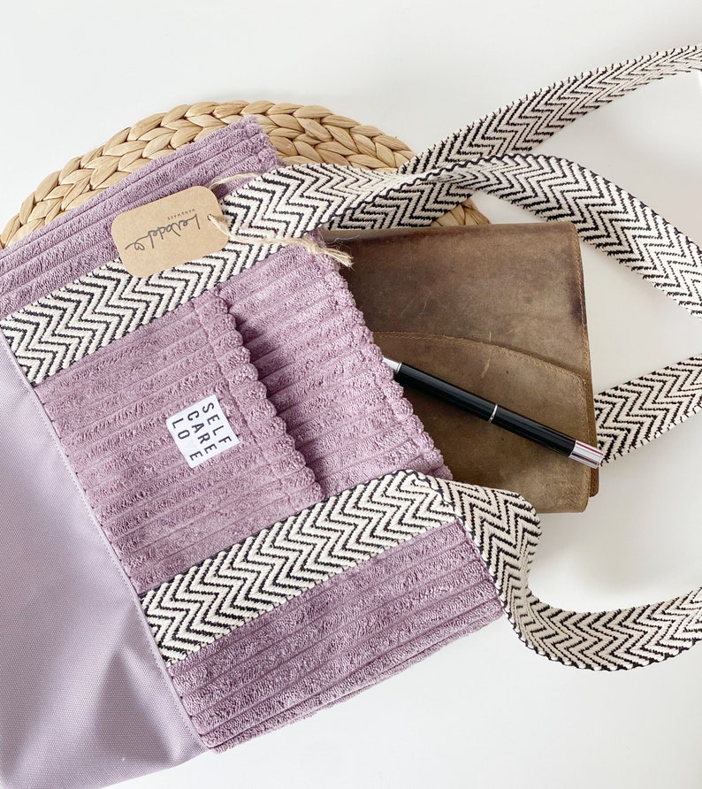 Tragetasche, Umängetasche, Tote Bag, Tasche aus Cord, Umhängetasche Damen, Tragetasche Cord, Umhängetasche Mauve, Schultertasche Bild 1