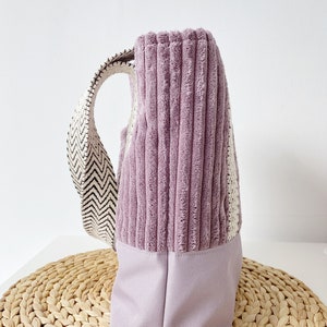 Tragetasche, Umängetasche, Tote Bag, Tasche aus Cord, Umhängetasche Damen, Tragetasche Cord, Umhängetasche Mauve, Schultertasche Bild 3