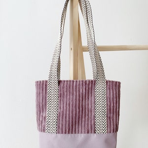 Tragetasche, Umängetasche, Tote Bag, Tasche aus Cord, Umhängetasche Damen, Tragetasche Cord, Umhängetasche Mauve, Schultertasche Bild 4