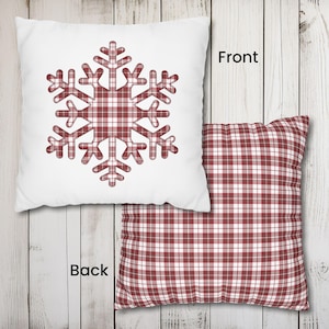 Winter Wonderland Plaid Snowflake Pillowcase, Washable Cushion Cover, Plaid Christmas Pillow Covers, Faux Appliqué Pillow Cover