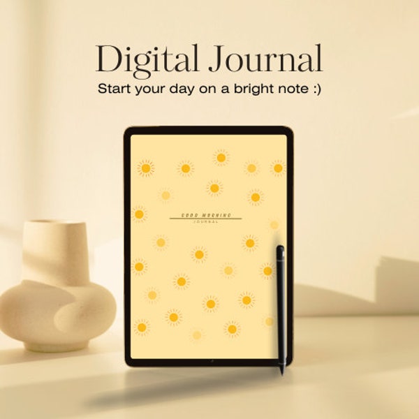 Self-Care Daily Morning Journal, Minimalist Journal, Digital Diary, Digital Journal for Tablet, Gratitude Journal, Feelings Journal