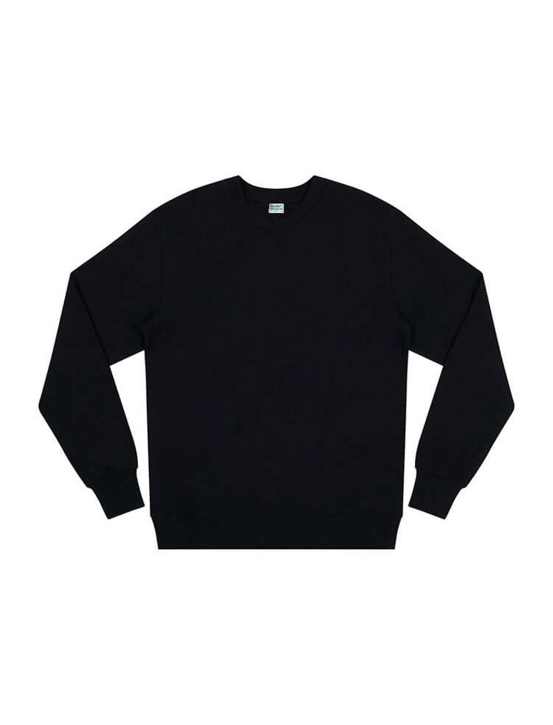 May include: A black long-sleeved sweatshirt with a crew neck.
