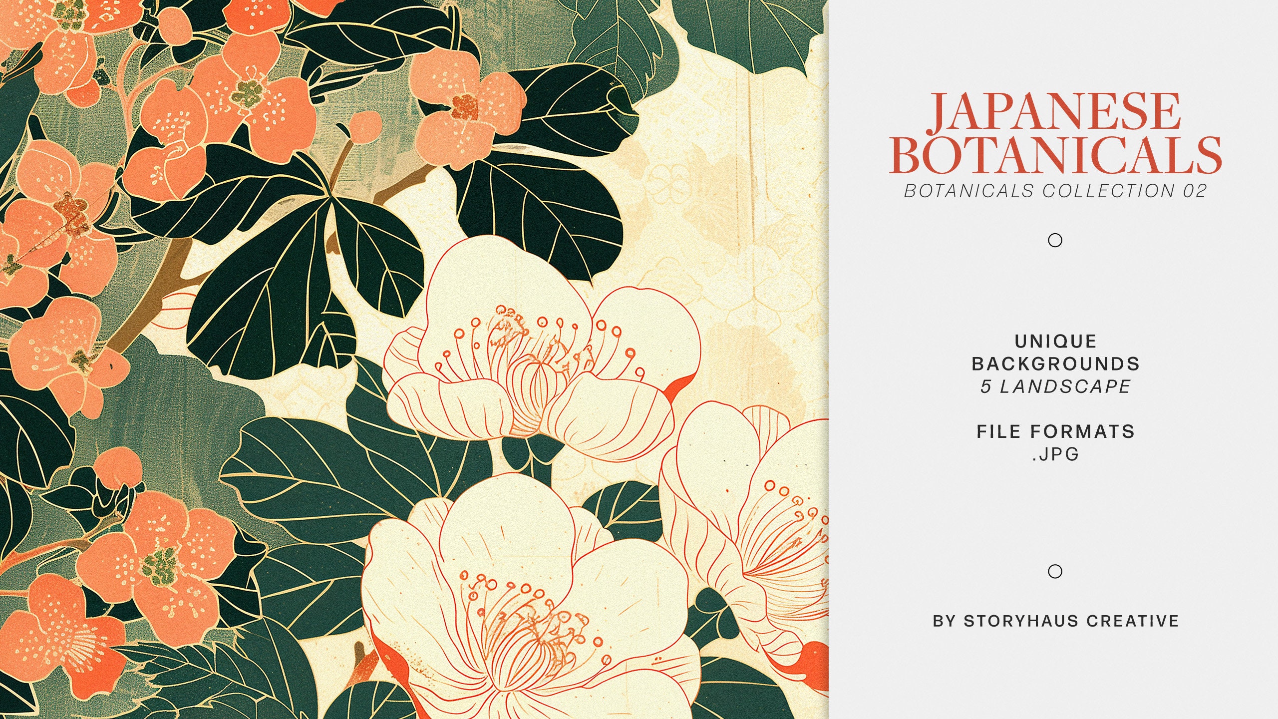 Japanese Botanical Art | Background Images and Prints | JPEG Files - Etsy