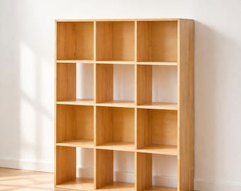 Étagère de rangement cube en bois massif 3 x 4, rangement pour disques vinyles, organisateur de bibliothèque en bois, alternative IKEA Kallax